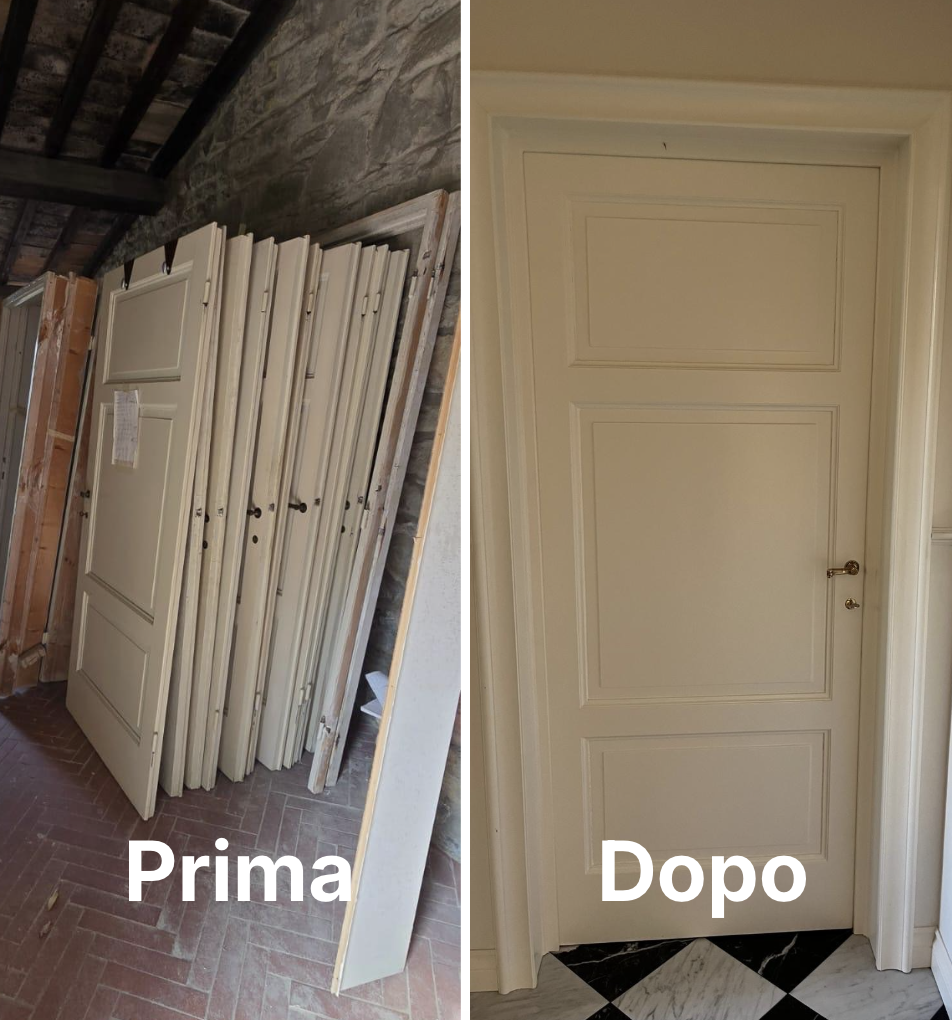 Restauro porta — Prima e Dopo